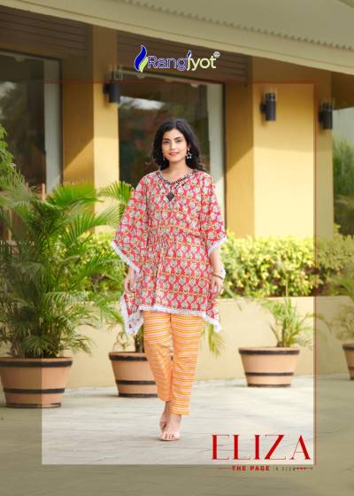 Eliza By Rangjyot Fancy Kaftan Style Kurti With Bottom Collection